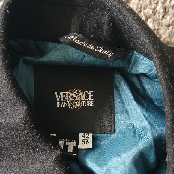 Versace Black Trench Coat with Gold Buttons - Picture 7 of 11